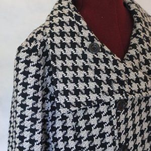 Houndstooth Moto-style Jacket - Grey/Navy